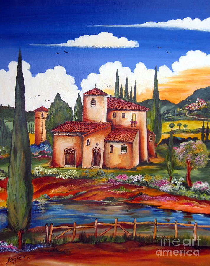 Tuscany Farmhouse Painting by Roberto Gagliardi