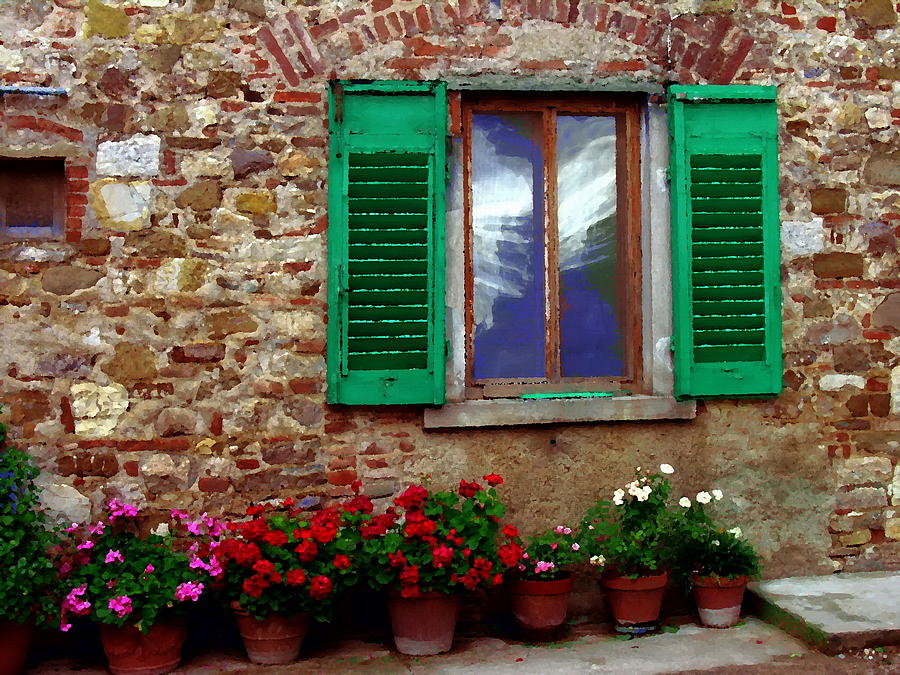 Tuscany - Flower Pots in Chianti Photograph by Jacqueline M Lewis