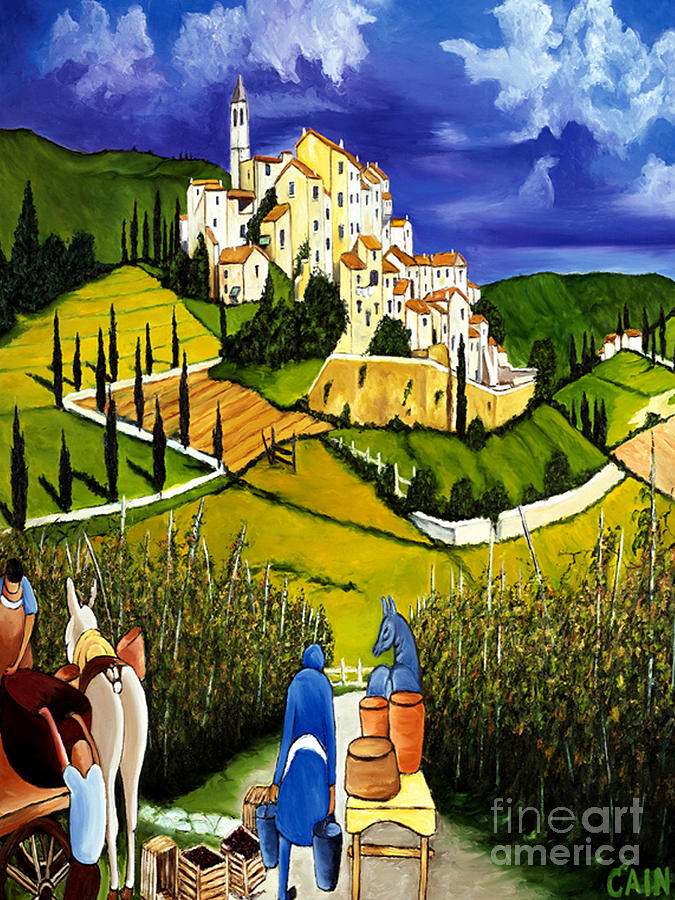 Retro Modern Painting - Tuscany Harvest by William Cain