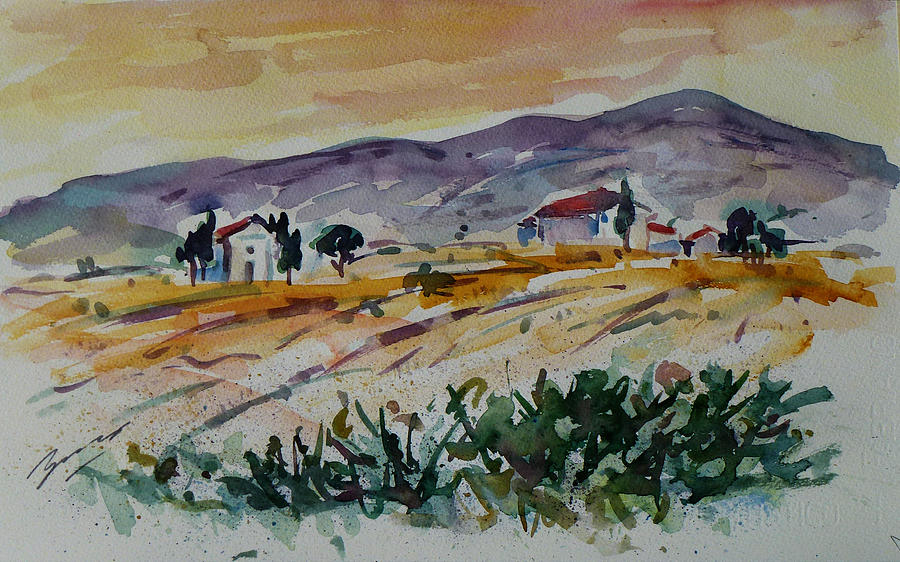 Tuscany Landscape 1 Painting by Xueling Zou