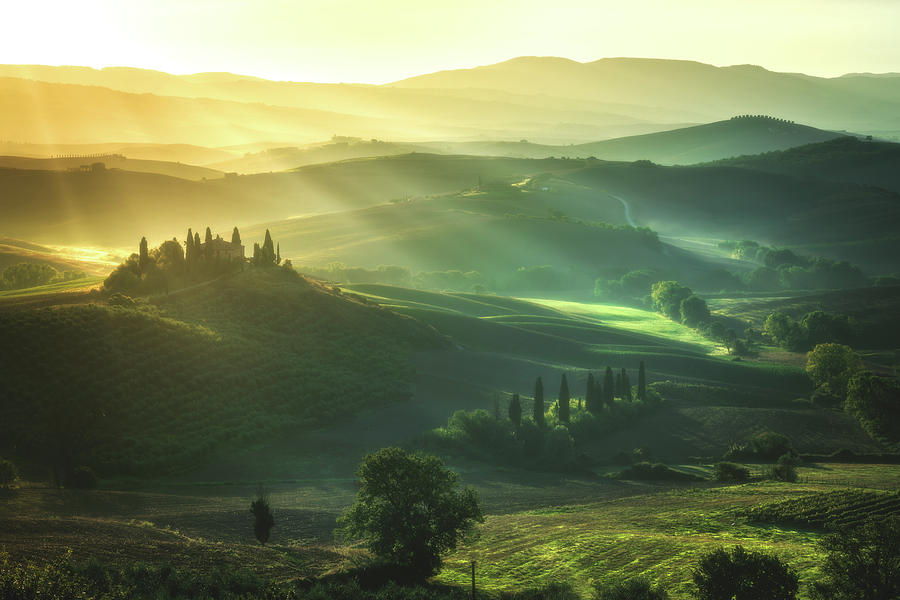 Tuscany - Val Dorcia Sunrise Photograph by Jean Claude Castor