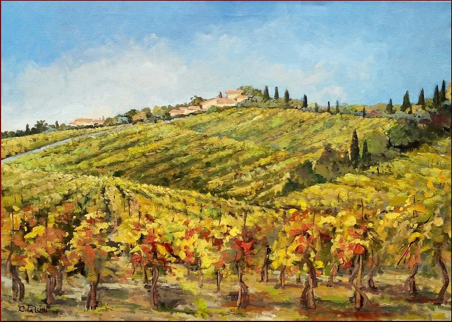 Flower Painting - Tuscany Vineyard - Chianti Italy by Cristina Falcini