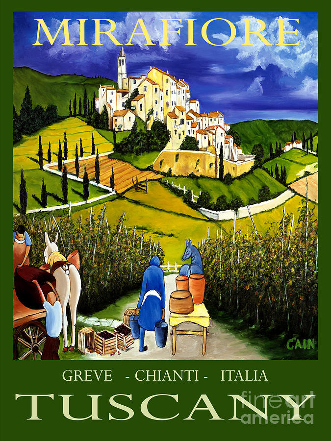 Tuscany Wine Painting - Tuscany Wine Poster Art Print by William Cain