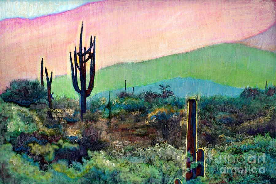 Tuscon Saguaro 1 Painting by Cindy McIntyre