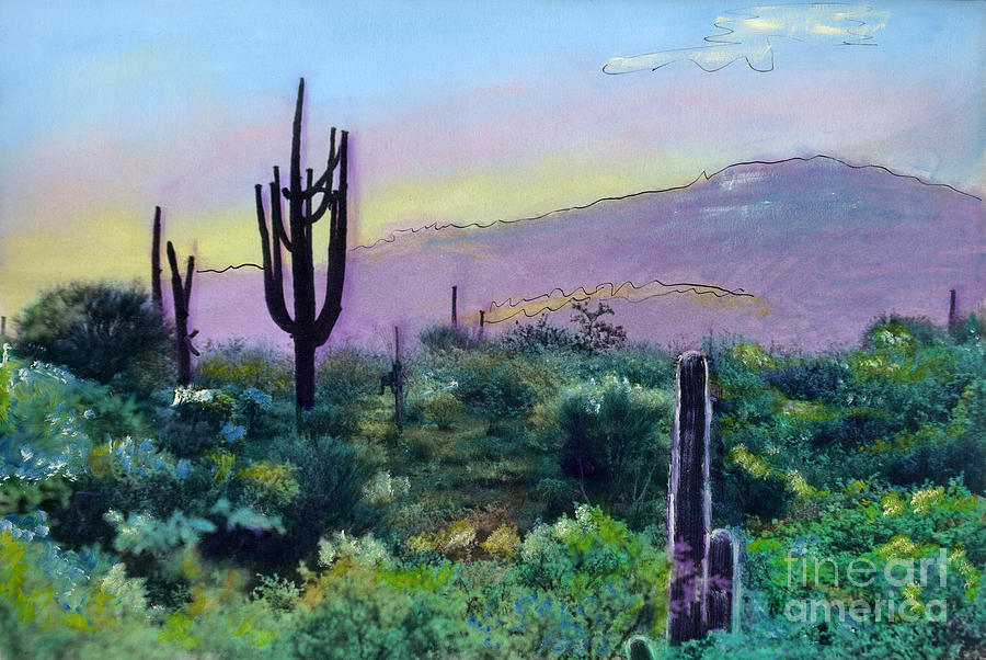 Tuscon Saguaro v2 Painting by Cindy McIntyre