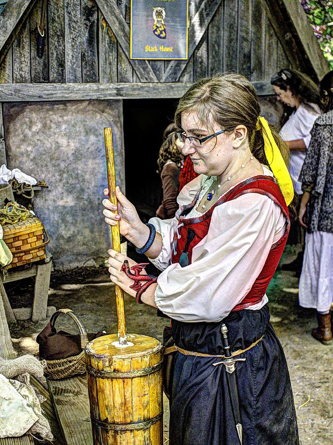 Tutor Milkmaid Churning Butter Photograph by John Straton