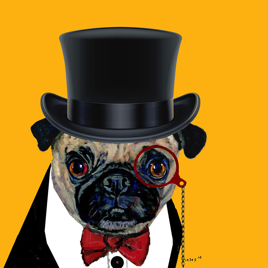 Tux Pug Painting by Dale Moses