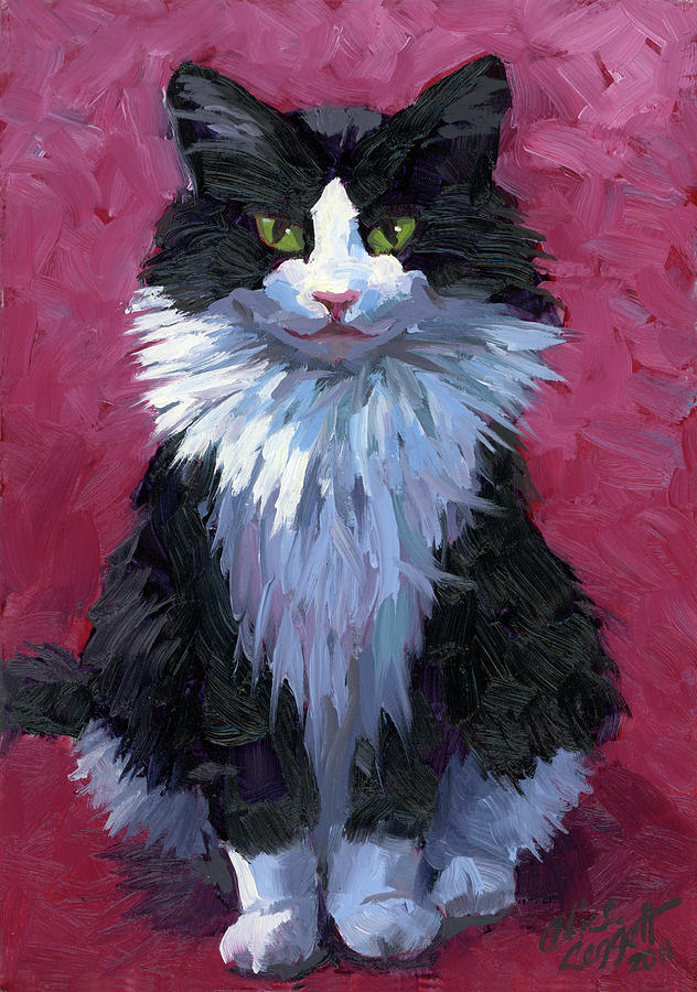 Tuxedo Cat Painting by Alice Leggett