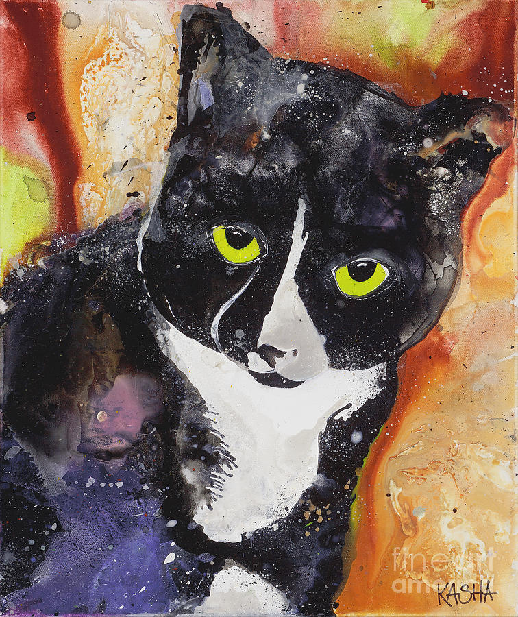 Tuxedo Lizzie  Painting by Kasha Ritter