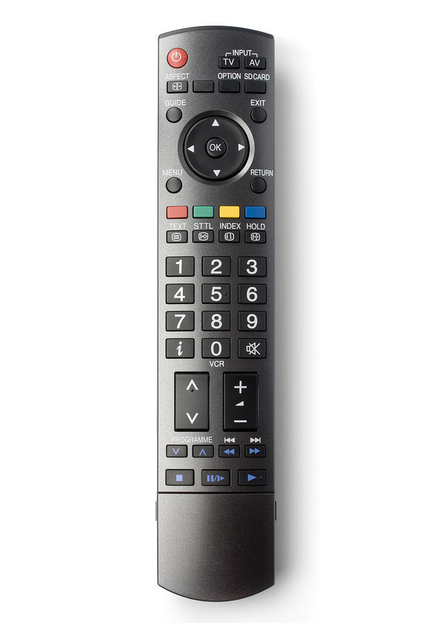 TV remote control (clipping path), isolated on white background Photograph by Mbbirdy