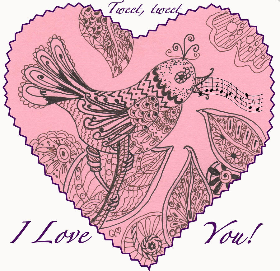 Tweet I Love You Drawing by Quwatha Valentine
