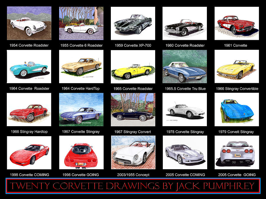 Twenty Corvettes Painting by Jack Pumphrey