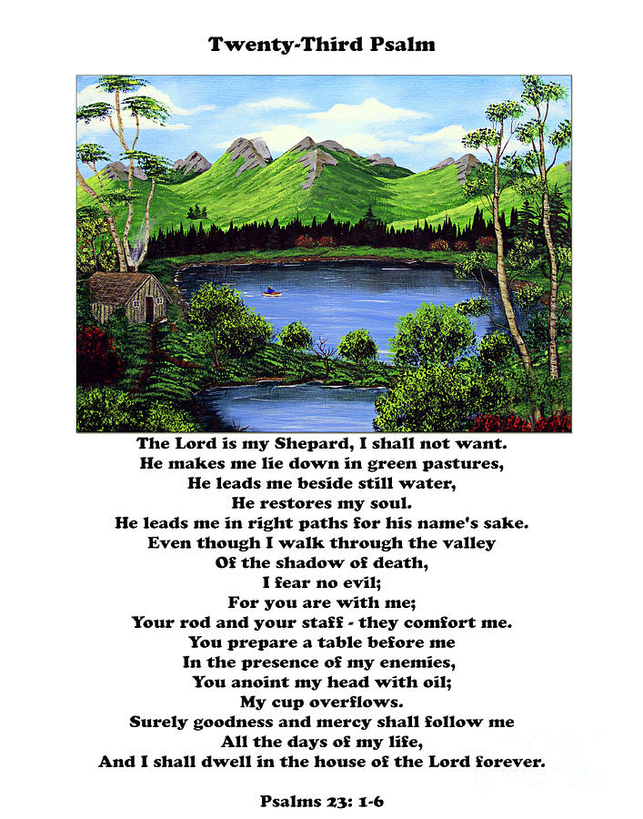 Twenty-Third Psalm with Twin Ponds White Painting by Barbara A Griffin