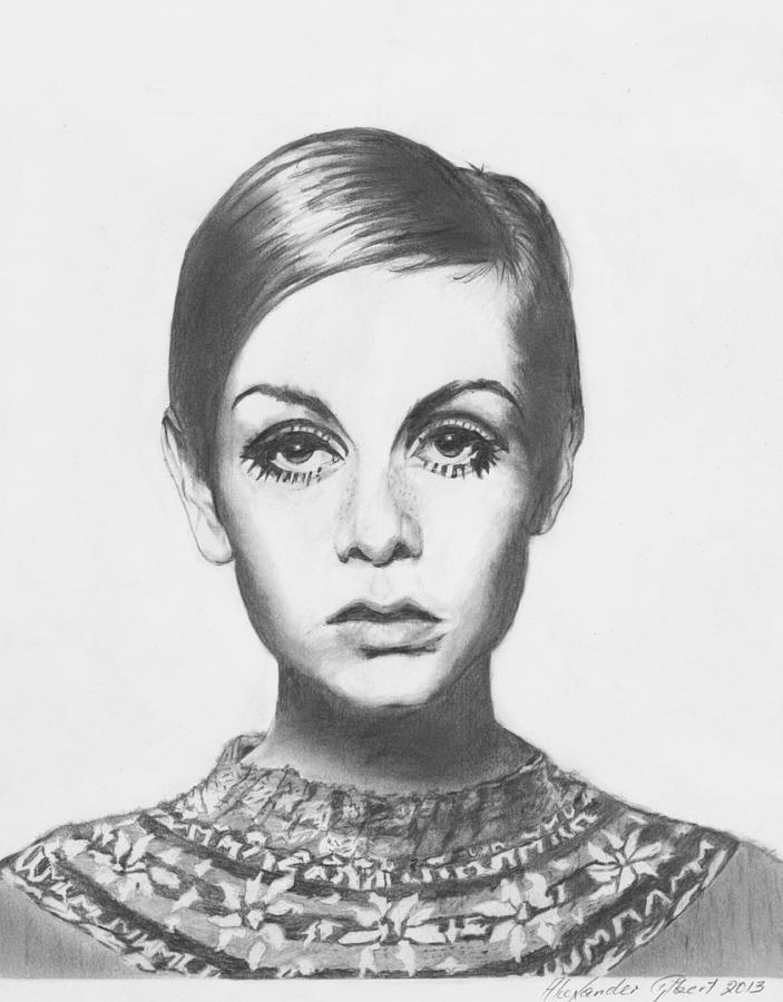 Twiggy - Pencil Drawing by Alexander Gilbert