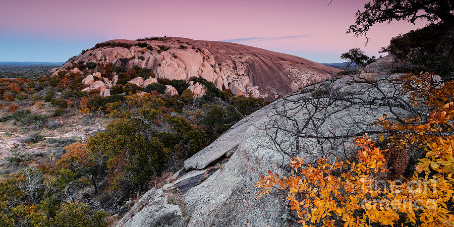 Fall Photograph - Twilight and Earth Shadow at Enchanted Rock State Natural Area - Fredericksburg Texas Hill Country by Silvio Ligutti
