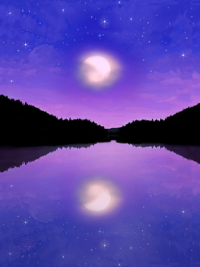 Twilight And The Moon Digital Art by Vicki Lea Eggen