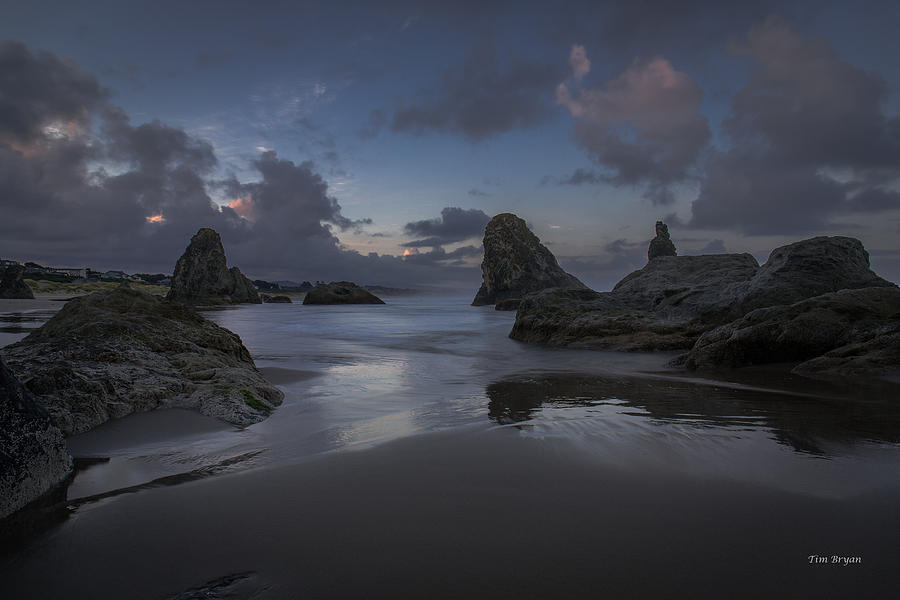 Seascape Photograph - Twilight at Bandon by Tim Bryan