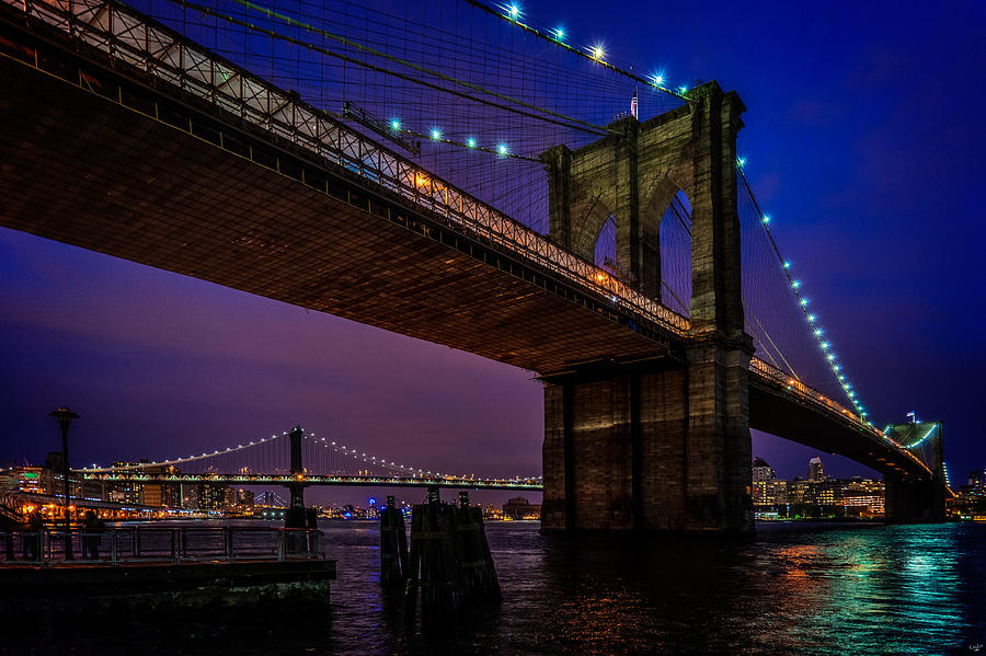 Twilight At The Brooklyn Bridge Photograph by Chris Lord