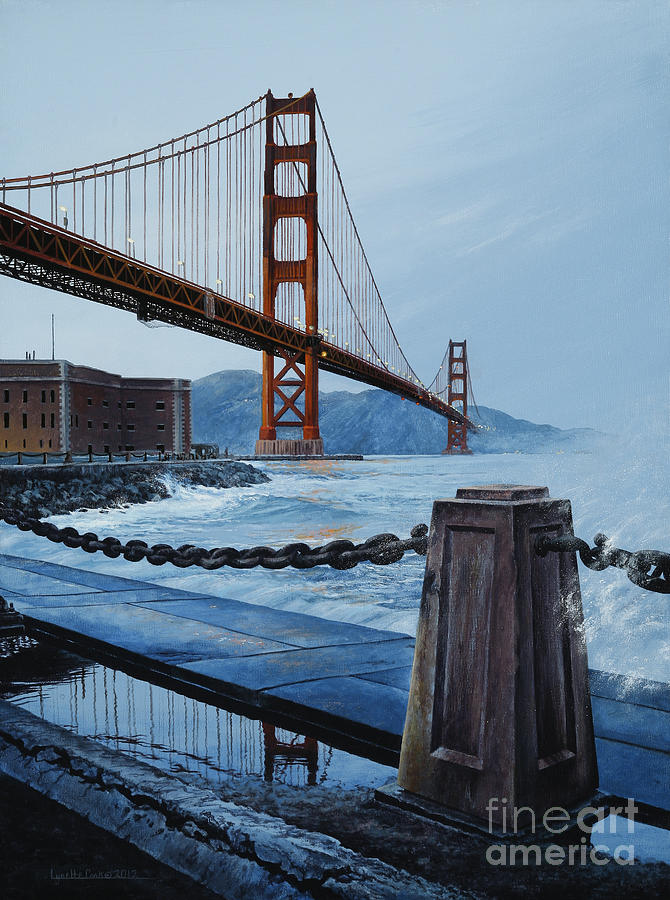 Twilight at the Golden Gate Painting by Lynette Cook