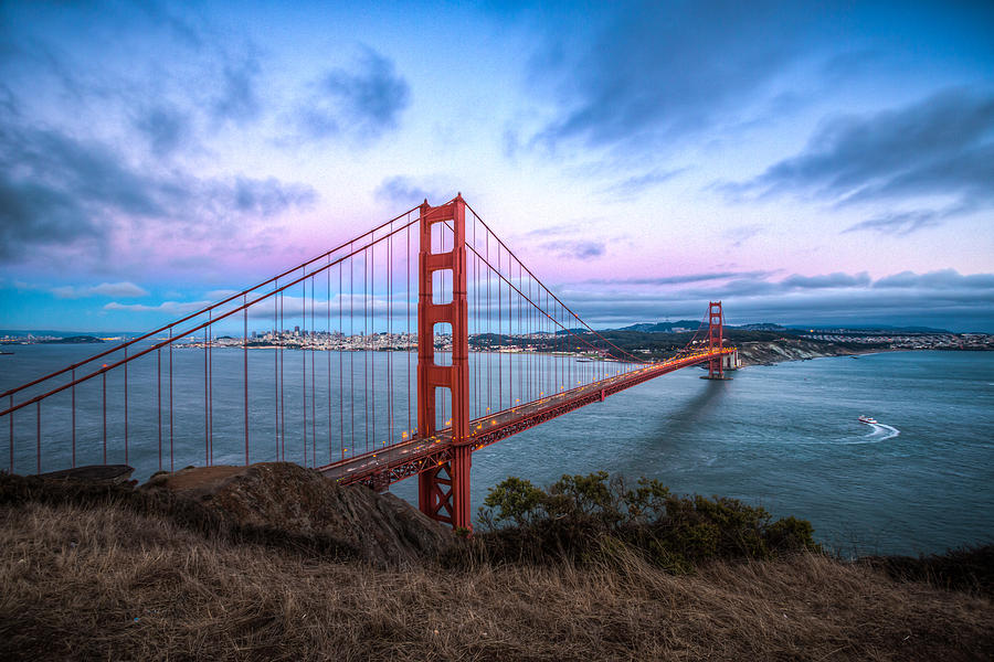 Sunset Photograph - Twilight at the Golden Gate by Mike Lee
