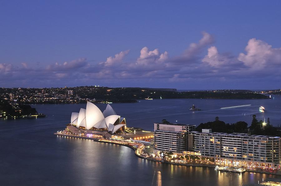 Twilight at the Opera House and Sydney Harbour Photograph by Photography  By Sai