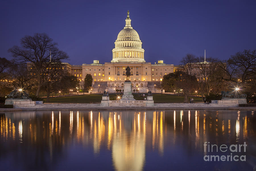 Architecture Photograph - Twilight at US Capitol by Brian Jannsen