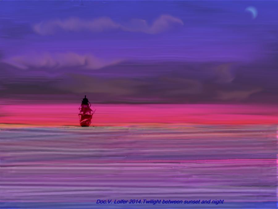 Twilight between sunset and night Digital Art by Dr Loifer Vladimir