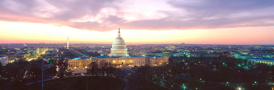 Architecture Photograph - Twilight, Capitol Building, Washington by Panoramic Images