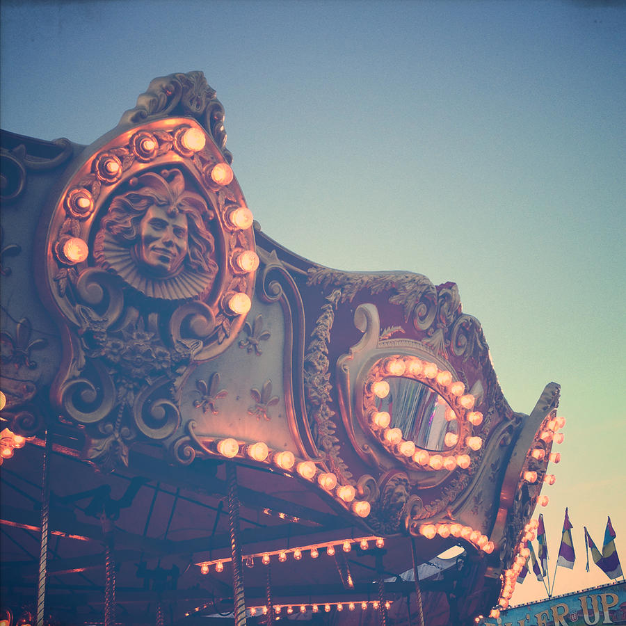 Vintage Photograph - Twilight Carnival Ride by Olivia StClaire