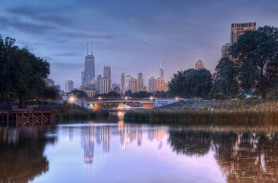 Twilight Chicago from Lincoln Park Photograph by Lindley Johnson