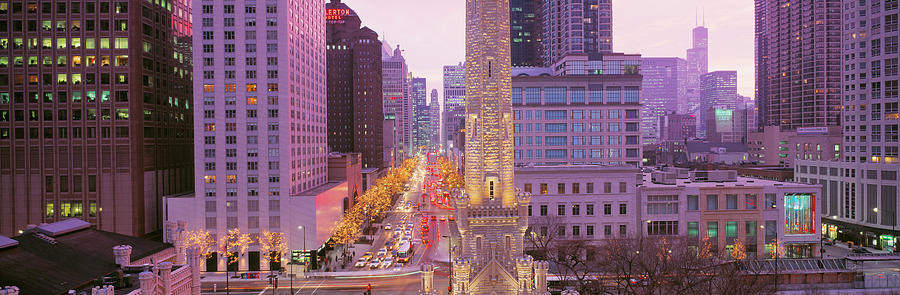 Chicago Photograph - Twilight, Downtown, City Scene, Loop by Panoramic Images