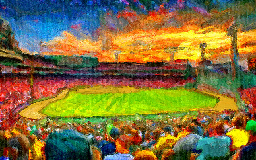 Boston Red Sox Painting - Twilight Fenway Park by John Farr