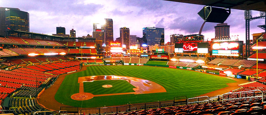 Baseball Photograph - Twilight in the Rain at Empty Busch by C H Apperson