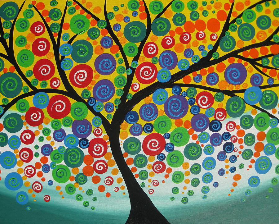 Tree Painting - Twilight Joy by Cathy Jacobs