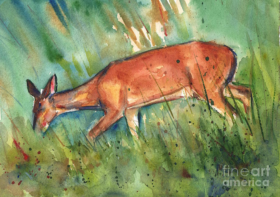 Deer Painting - Twilight by Maria Reichert