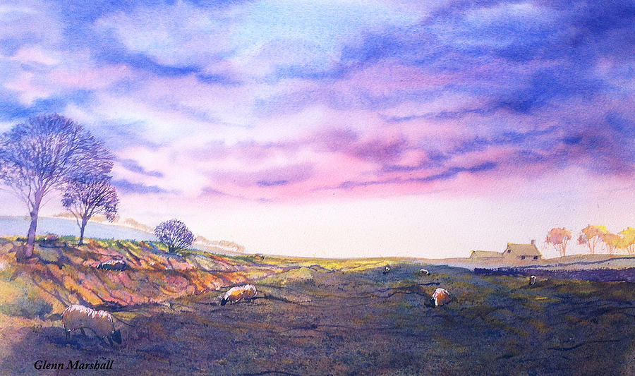 Twilight over Cockmoor Hall Painting by Glenn Marshall