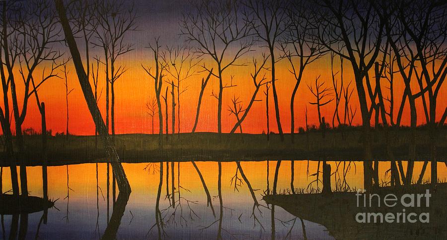 Sunset Painting - Twilight Reflections by Lee Alexander