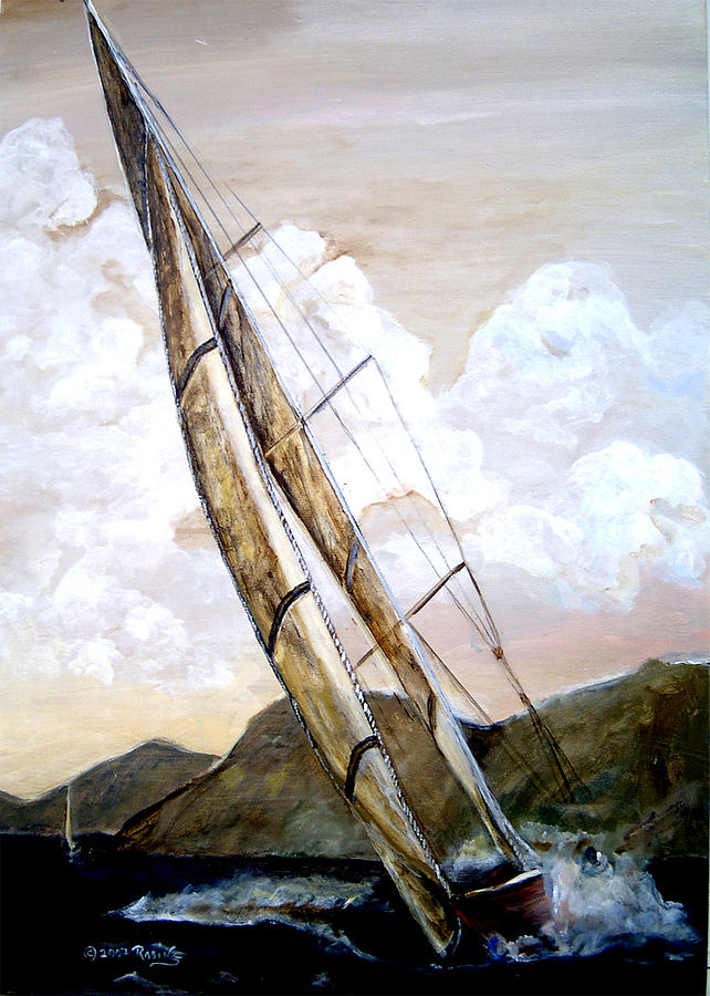 Caribbean Sunset Painting - Twilight Sail 1 by Rosine Smith Mack