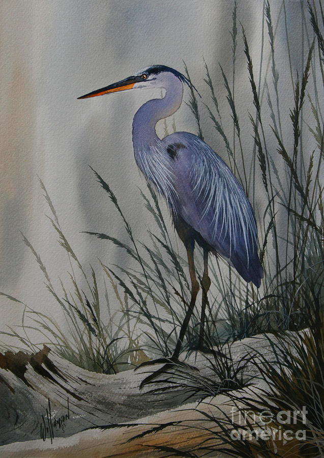 Heron Painting - Herons Twilight Shore by James Williamson