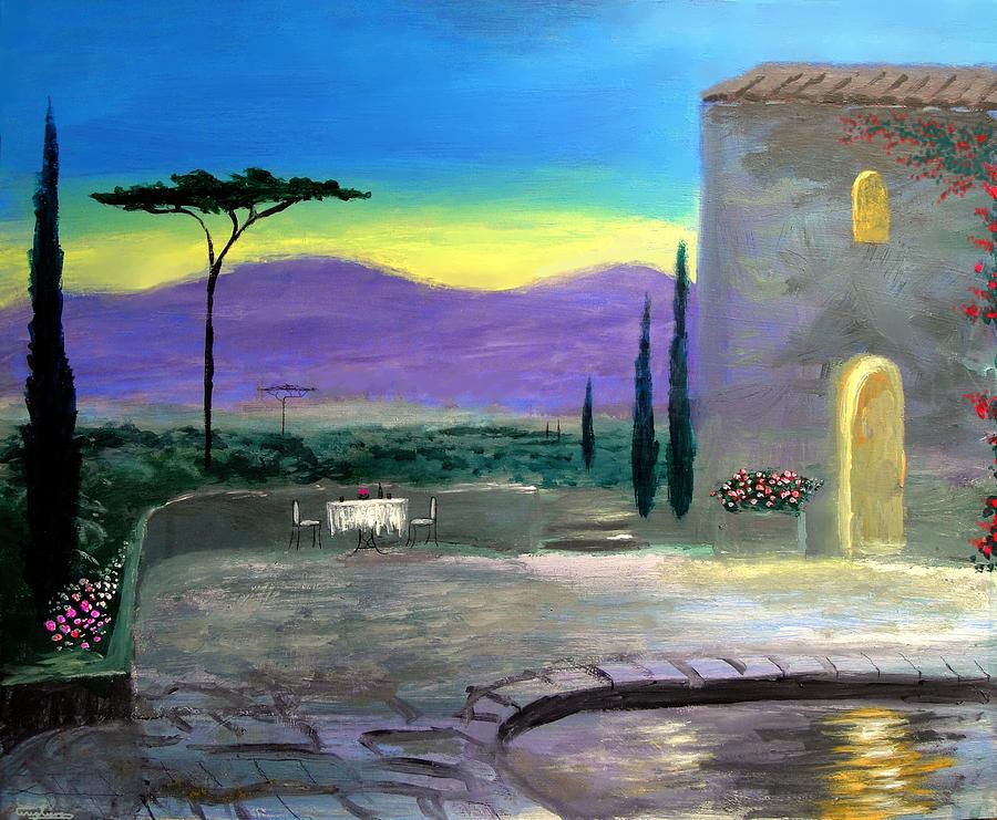 Twilight Tuscany Painting by Larry Cirigliano