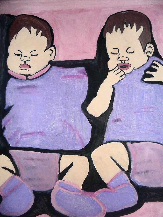 Twin Babies Painting by Renee Crane
