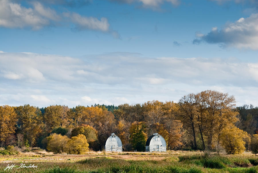 Twin Barns in the Fall Photograph by Jeff Goulden