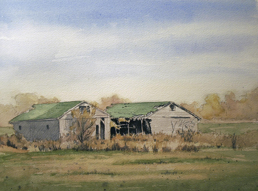 Barn Painting - Twin Barns by Robin Roberts