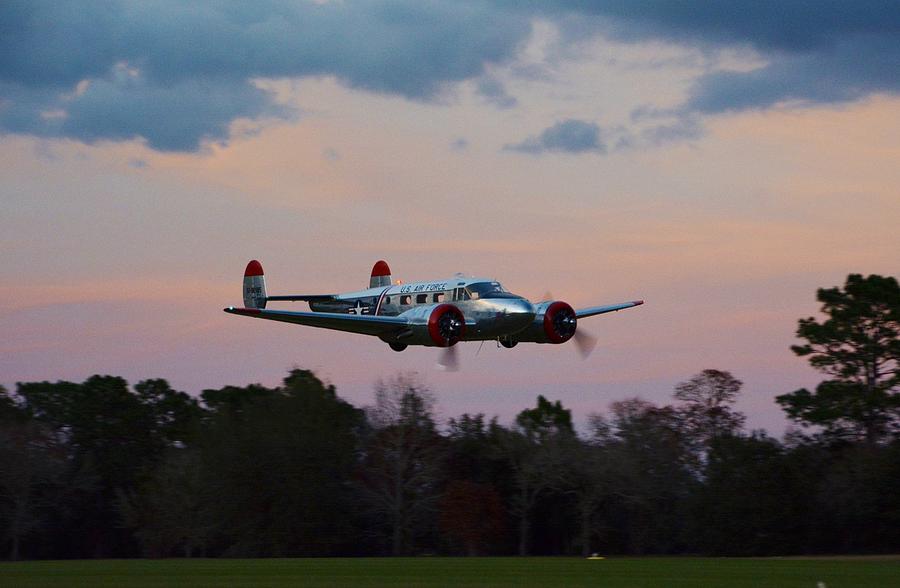 Airplane Photograph - Twin Beech Evening Flyby by Matt Abrams