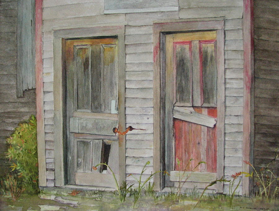 Barn Painting - Twin Doors by Mary Ellen Mueller Legault