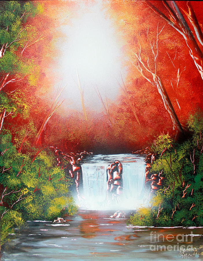 Twin Falls  Painting by Greg Moores