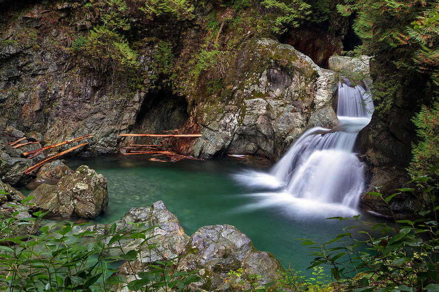 Twin Falls in Lynn Canyon Photograph by Michael Russell