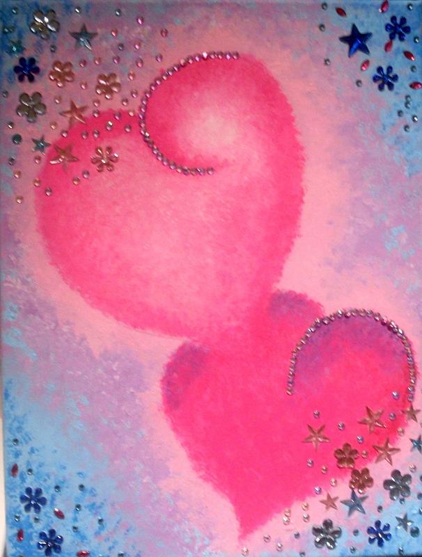 Twin hearts Painting by Anne Gardner