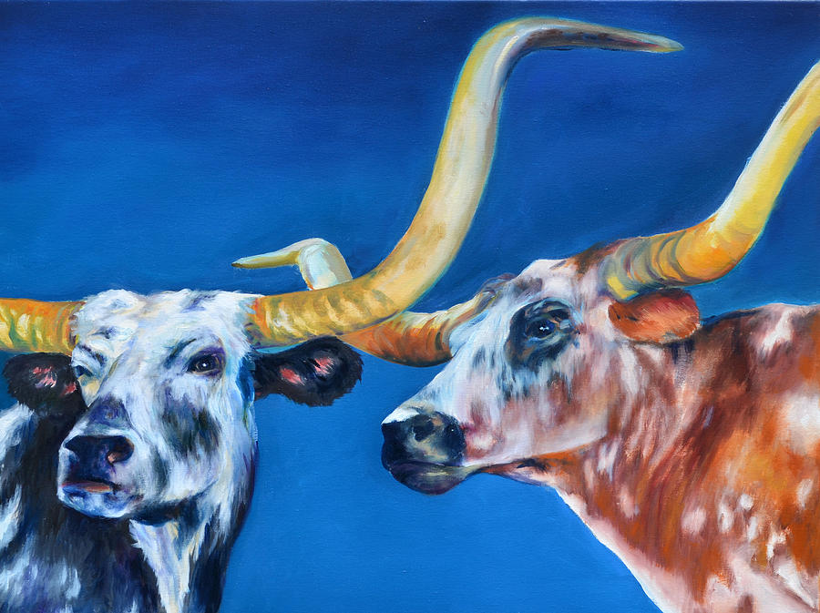 University Of Texas Painting - Twin Longhorns by Robert and Jill Pankey