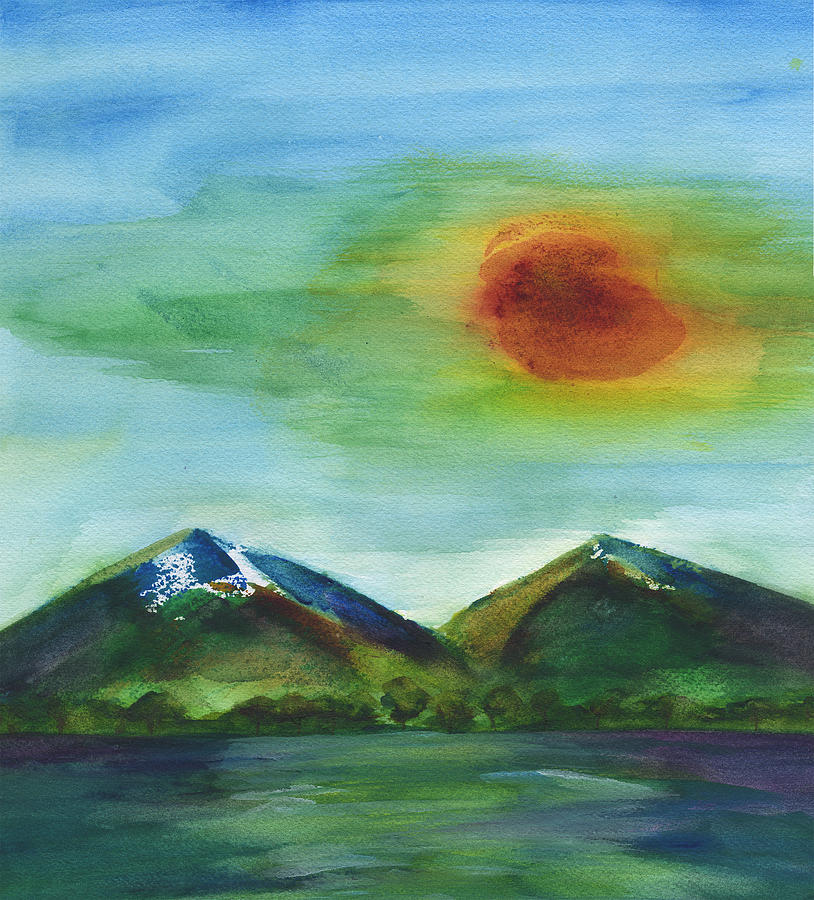 Twin Mountains Painting by Frank Bright